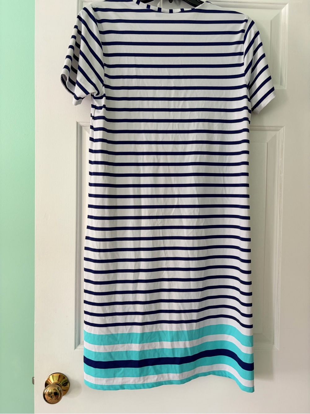 Cabana Life Short Sleeve A-Line Dress with Teal Accent - Picture 2 of 2